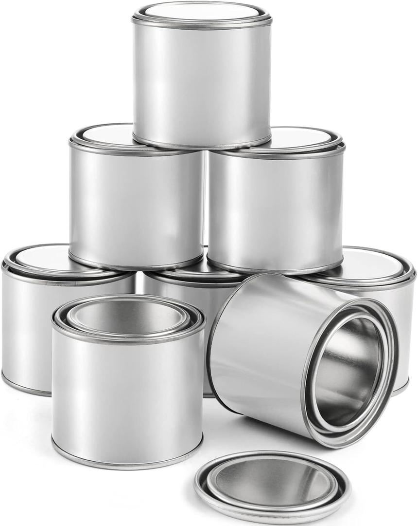 WUWEOT 8 Pack Metal Paint Cans, 1/2 Empty Pint Size Paint Buckets, Half Pint Storage Container with Lids for Solvents, Paints or Craft Projects