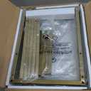 LELELINKY Side Table,White Marble Night Stand with Golden Metal Frame,3 Tier Industrial Wooden Record Player Stand with Vinyl Storage Shelf ,End Tables for Living Room Bedroom Small Spaces (Medium)