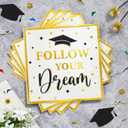 Ecomore Graduation Decoration Class of 2026, 350PCS Graduation Party Supplies Disposable Dinnerware(Serve 50) with Paper Plates Cup Napkin Fork Knife Spoon College High School Grad Decor(White & Gold)