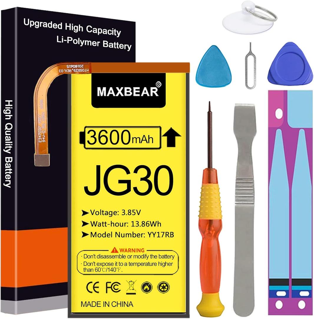 MAXBEAR Moto G7 Battery, Upgraded 3600mAh 3.85V Li-Polymer Replacement Battery for Moto G7 JG30 XT1962-1, XT1962-4, XT1962-5 with Repair Tool Kit