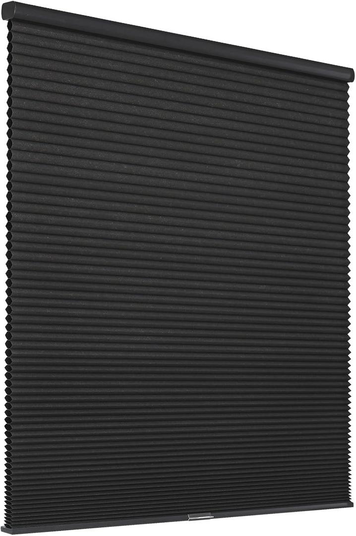 Joydeco No Tools No Drill Window Blinds for Indoor Windows, Blackout Shades Cellular Shades Cordless, No Drill Blinds for Windows, Window Shades for Home, Bedrooms, Doors (Black, 33" W x 64" H)