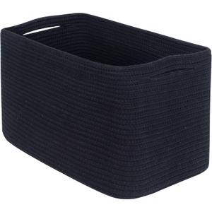 MINTWOOD Design Storage Basket for Shelves, Decorative Baskets for Organizing, Book Basket, Storage Cube Bin Box, Woven Closet Organizer, Pantry Closet and Shoe Basket, Full Black