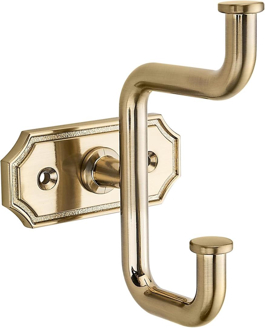 SAILING 2 Pack Coat Hooks Champagne Gold Towel Hooks Robe Hooks Decorative Wall Hooks for Bathroom Bedroom Kitchen Towel Robe Clothes Cabinet Closet Bathroom Hardware