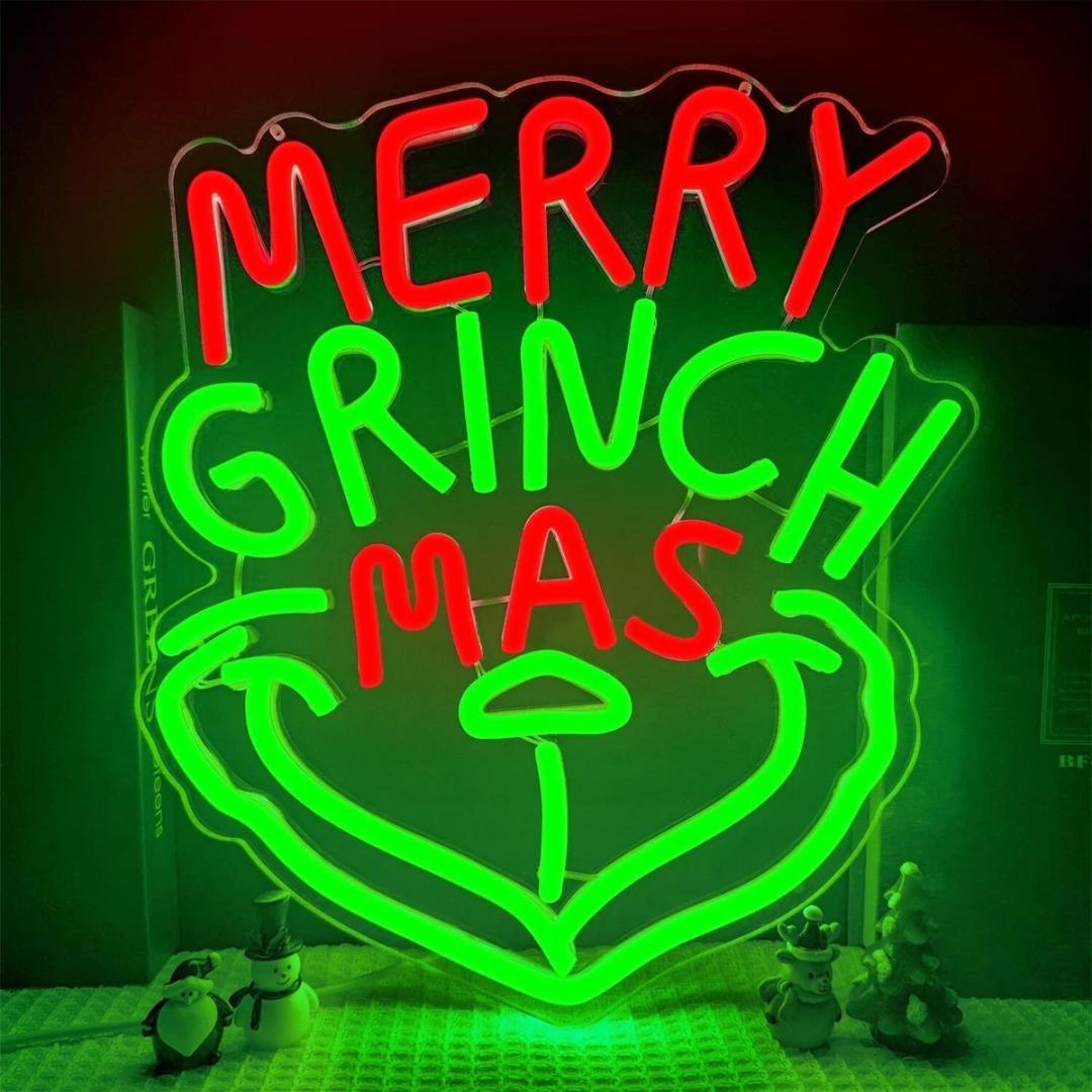 Merry Grinchmas Grinch Neon Sign With Dimmer USB Powered Adjustable Light JL