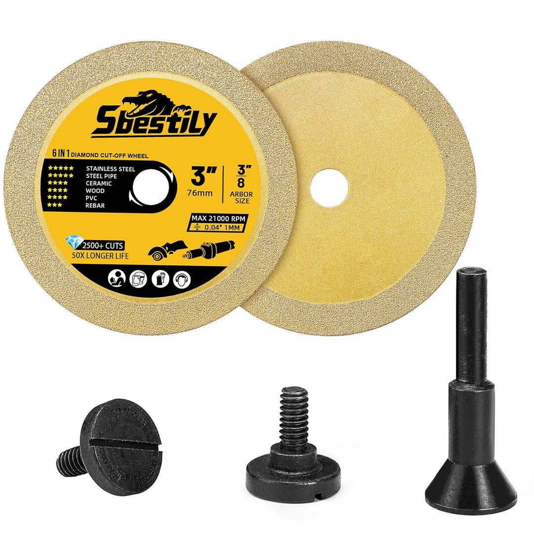 Cut Off Wheels (2+1 Plus Kit) for Die Grinder,3 Inch,1/24" Thin,W3/8" Arbor Hole Drill Cutting Wheel for Metal and Stainless Steel, 3" Cutoff Tools Angle Grinder Cutter Disc