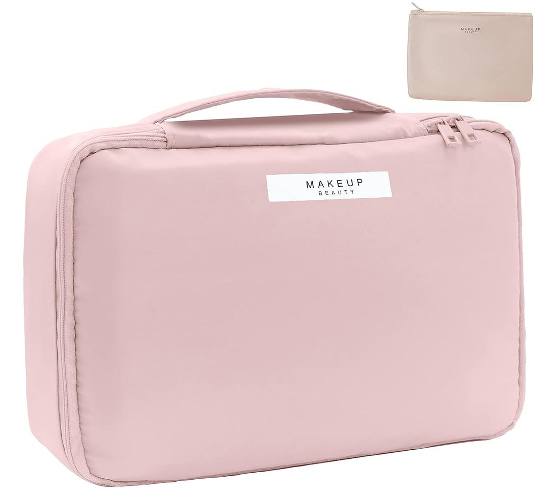 Travel Makeup Bag Cosmetic Bag Makeup Bag Toiletry bag for women and men(Pink)