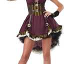 Adult Steampunk Lady Costume (XL, Brown)