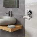 Bar Soap Holder for Shower Wall, Stainless Steel Strong Vacuum Suction Cup Shower Soap Dish, Rustproof Wall Mouted Square Soap Sponge Holder Tray for Bathroom & Kitchen Sink, 2 Pack, Graphite