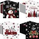 Janlaugh 200 Pcs Christmas Paper Napkins Disposable Snowman Cocktail Napkins Decoupage 2 Ply Snowflake Dinner Napkins Santa Beverage Napkins for Xmas Winter Table Decor(Black, Snowman)