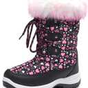 DREAM PAIRS Girls Snow Boots Warm Cozy Anti-Slip Lightweight Mid Calf Faux Fur Lining Winter Shoes for Little/Big Kids (Black/Pink)