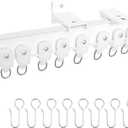 Aluminum Ceiling Curtain Track Set with Hooks Ceiling Mount and Wall Mount Room Divider Sliding Curtain Tracks Rods Flexible Heavy Duty Curtain Rail Hook Sets,White,24FT