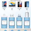 MFi Certified Flash Drive for iPhone 512GB, Photo Stick Memory Stick for iPad, USB Thumb Drive for Photos Videos Transfer & Backup, External Storage Compatible for iPhone/Android/PC/Mac (Light Blue)