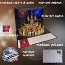 Talking Pop Up Birthday Card for Men and Women with Lights & Blow-out Candle, Real Voice Birthday Message with DIY Numbers, Funny Political Dad Birthday Gift for Men and Fans with Golden Cover