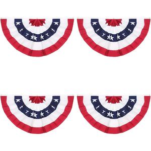 American Pleated Fan Flag, 3 x 1.5 Ft USA Patriotic Half Fan Bunting, Indoor Outdoor 4th of July Memorial Day 250th Anniversary Decorations (4 Pcs)