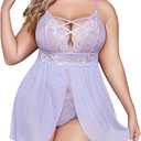 Avidlove Plus Size Babydoll Womens Snap Crotch Lingerie V Neck Lace Nighty Sleepwear 20W