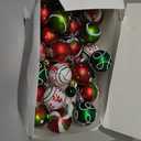 Syhood 36 Pcs 1'' Mini Elf Christmas Ball Ornaments Red and Green Christmas Ornaments Plastic Shatterproof Glitter Ball Hanging Decorations for Xmas Tree Wreath Garland Home Indoor Party Decor