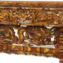 Tribe Azure Fair Trade Altar Table, Small Meditation Puja Table, Natural Wood Wiccan Buddhist Tea Table, Low Side Table (Brushed Gold Dragon)