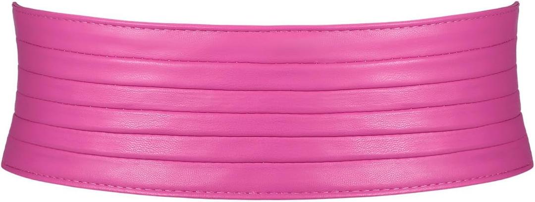 SANSTHS Women Wide Elastic Belts for Dresses Vintage Fashion Stretchy Waist Belts Ladies Cinch Belts Leather Waistband (Fit Waist Size 29-33 Inches, Rose Red)