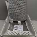 Stainless Steel Litter Box | XL Enclosed Cat Litter Boxs with Lid for Big Cats | High Sided, Anti-Urine Leakage | Non-Stick Bottom & Includes Litter Mat & Metal Scoop (Silver Gray)