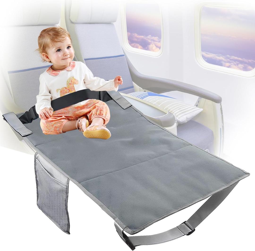 Toddler Airplane Seat Extender Bed Airplane Seat Extender Foot Rest for Kids Traveling Accessories (Grey)