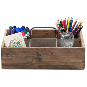 Sintosin Farmhouse Wooden Crates for Decor 15 X 10 inches, Distressed Wood and Galvanized Storage Crates for Crafts, Rustic Wooden Baskets for Gifts, Wood Crates for Display, 6 Individual Slots