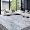 HOMBYS 8x10 Modern Area Rug for Living Room Bedroom, Large Boho Floor Carpet with Non-Slip Backing for Indoor Office Dining Room, Abstract Home Deco Non-Shedding, Machine Washable (Grey Blue)