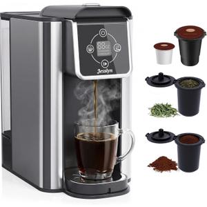 Jesslyn 3-in-1 Single Serve Coffee Maker, Compatible with K-Cup Pods, Ground Coffee & Loose Leaf Tea, Coffee Machine with 50oz Removable Water Reservoir, 6-10oz Brew Sizes, Fast Brewing(Black)