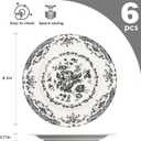 Salad Plates, 8.5 Inch Ceramic Plates Set of 6, Kitchen Plate Microwave Safe, White Porcelain Dessert Plate Porcelain Serving Dishes, Black