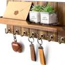 Rebee Vision Key Holder Wall Mount for Home Decor - Key Holder for Wall with Floating Shelf for Hanging Coats & Hats - to Elevate Farmhouse Decor (Acacia Wood, 3.54''15''7.28'')