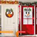 Thanksgiving/Winter Hanging Door Sign, Turkey/Snowman Reversible Door Wreath Hanging Decorations for Front Door Farmhouse Thanksgiving/Winter/Christmas Decorations Indoor Outdoor