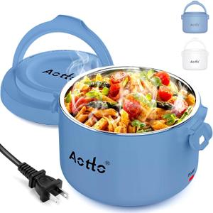 Aotto Electric Lunch Box, 32 oz Portable Food Warmer - Heated Lunch Box for Adults, Work/Office/Travel, Warming Meals & Soups, Gifts for Men & Women, Blue (110V-120V)