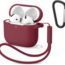 Meliya for Airpods 4 Case Cover 2024 with Cleaner Kit & Keychain & Lanyard, Soft Silicone Protective Case for Apple AirPods 4th Generation, Supports Wireless Charging (Wine Red)