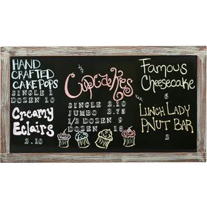 MyGift 35-Inch Wall-Mounted Chalkboard Sign, Vertical/Horizontal Hanging Torched Wood Frame Erasable Message Board
