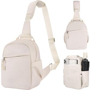 K&F Concept Camera Sling Bag Small Camera Crossbody Shoulder Backpack DSLR/SLR/Mirrorless Camera Compact Case Photography Bags (5L, Beige)