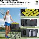 Tennis Ball Hopper for 120 BallsTennis Ball Basket with Removable Storage BagWheeled Tennis Ball Cart for Serve Training Portable Pickleball Baseball Hopper Basket, 13 x 13 x 10 inches