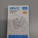 USB Wall Charger Block, Built-in Dual Retractable Cables 40W USB C Block Wall Plug with USB A/USB C Ports, Travel and PD Fast Charging for iPhone 17/16/15/14/13/12, Pad, Tablet