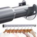 Mavivegue Closet Rod, 17 to 70 Inch Adjustable Closet Rods for Hanging Clothes, Silver Hanging Rod for Closet Wardrobes Laundry RV, Bathroom