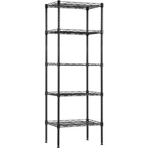 BestOffice 5-Shelf Storage Shelves, Adjustable Shelving Unit Wire Shelving Metal Shelves,11.8" D x 16.7" W x 47.6" H,Black