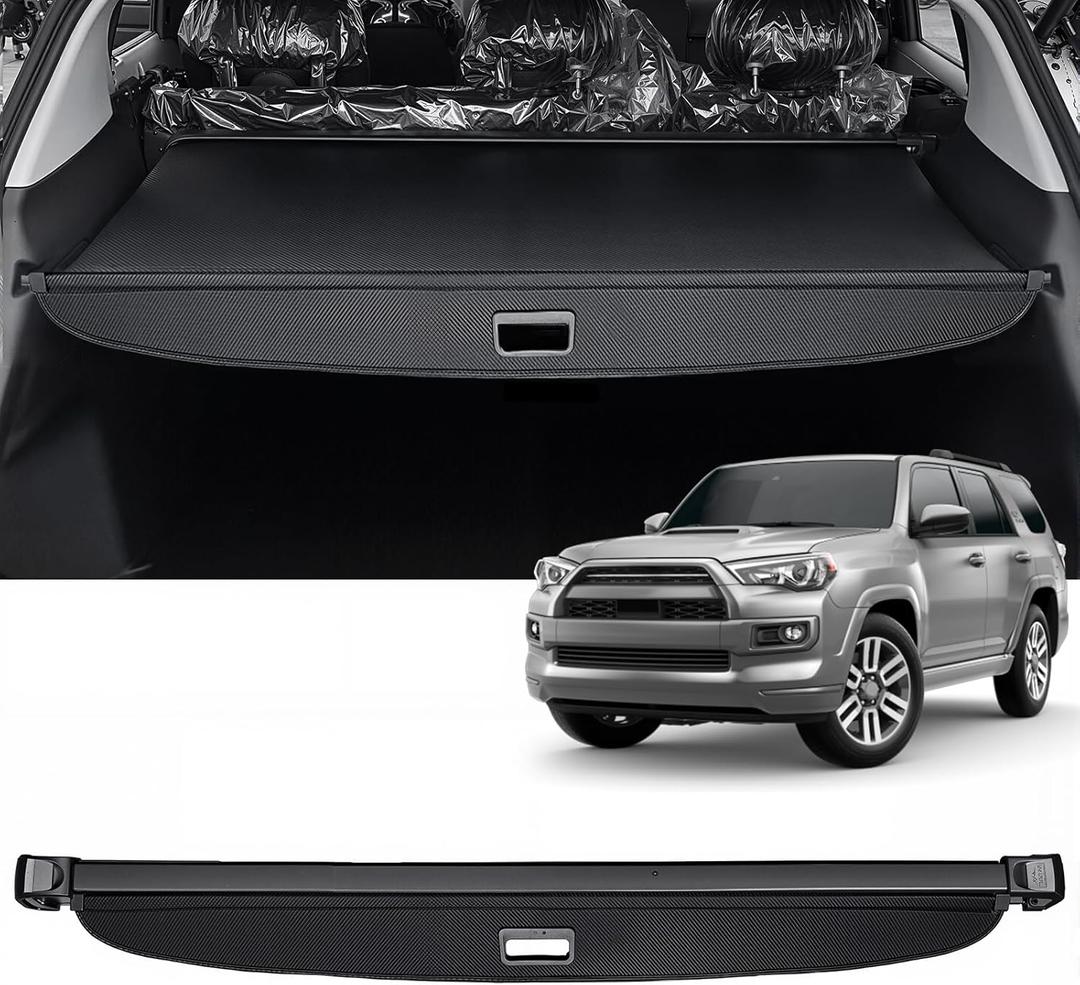 AUXKO Retractable Cargo Cover for Toyota 4Runner 2024-2010, Trunk Cargo Cover Luggage Security Shade Cover for 2024 2023 2022 4Runner Shielding Shade Anti-Peeping Luggage Privacy Screen, Carbon Fiber