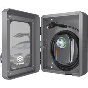 Outdoor EV Charger Enclosure Wall Box with Lock for Tesla Wall Connector & Chargepoint Home Flex with Holder | Weatherproof, Visible, Easy to Install, Gray