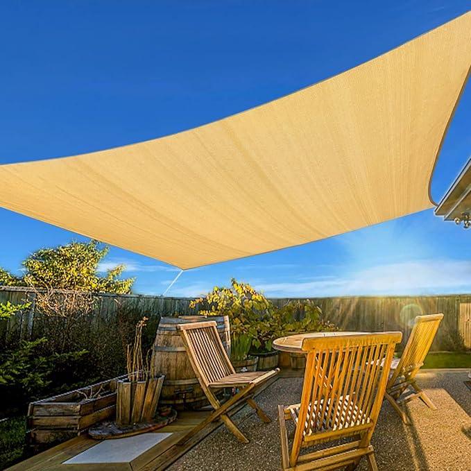 Artpuch 12' x 12' Sun Shade Sails Square Canopy, Sand UV Block Cover for Outdoor Patio Garden Yard