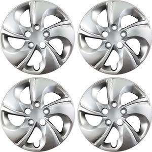 15 inch Replacement Hubcaps Fit for 2006-2011 Honda Civic, Wheel Rim Cover Compatible with 2013-2015 Honda Civic 15'' Steel Wheel; 4 Pcs (Glossy Silver)