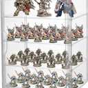 Clear Acrylic Miniature Storage Case Stackable Miniature Carrying Case for Collectibles Transport Action Figure Display case with Magnetic Door ,Death Guard 40k 14.2" 10.6"