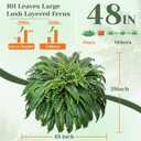 2 Pcs 48 Inch Fake Ferns, Look Real 101 Leaves Artificial Boston Ferns for Outdoors Large, Lush UV Resistant Faux Ferns for Outdoor Planter Large, Outdoor Faux Plants for Porch Patio Home Decor