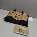 Initial Jute Tote Bag & Makeup Bag, Birthday Gifts for Women Her Mom Teachers Friends