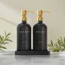 Prus Waso Black Soap Dispenser for Kitchen Sink, Hand and Dish Soap Dispenser with Stainless Steel Pump, Perfect for Gold Kitchen Accessories. (Gold & Black)