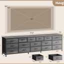 Huuger 77.6" Long Dresser for Bedroom, 16 Drawer Fabric Dresser for Closet, Wide Chest of Drawers with Storage, TV Stand for 65, 75, 85 Inch TV, 77.6" W x 13" D x 26.4" H, Grey