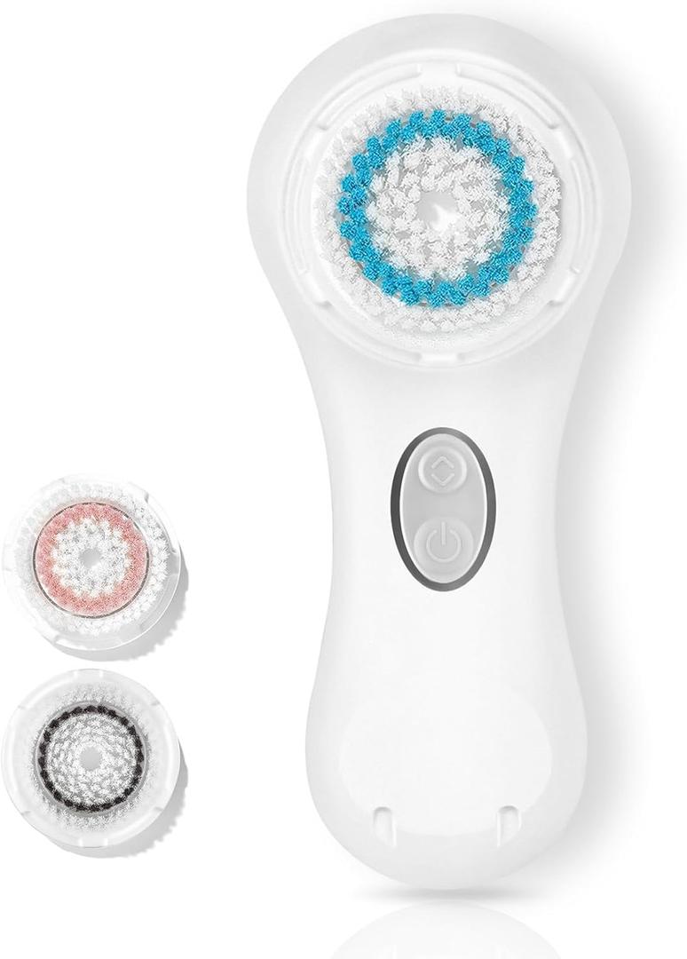 Facial Cleansing Brush, Electric Face Scrubber Exfoliator for Women Skin Care Deep Cleaning Exfoliating, Rechargeable Waterproof with 2 Sonic Vibration Speeds for Home & Travel(White)