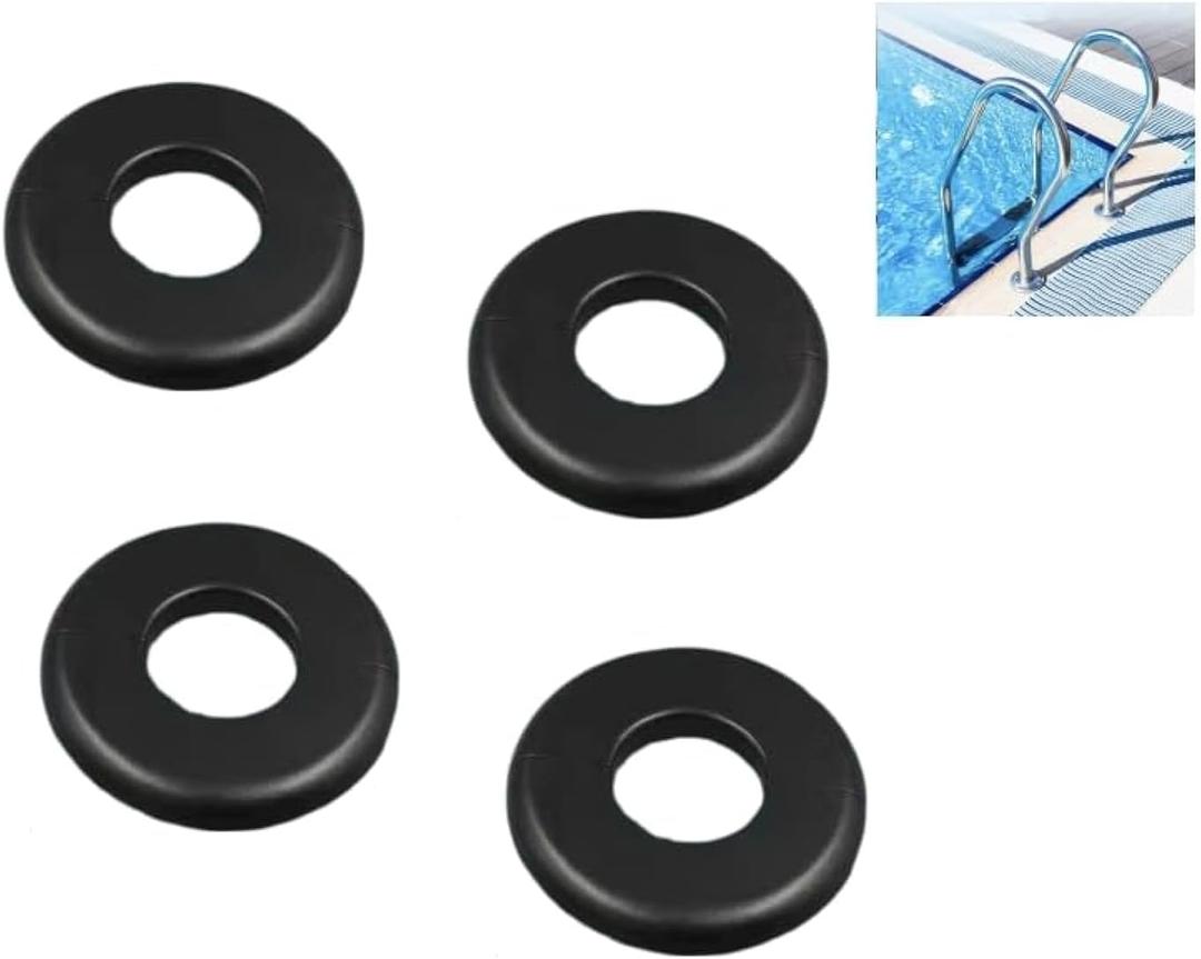 Pool & SPA Ladder, Hand Rail Escutcheon Plate Cover ReplacePool Handrail Base Decorative Cover (4 PCS Black)
