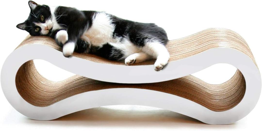 PetFusion Ultimate Cat Scratch Lounge, Cat Scratchers for Indoor Cats, Reversible & Durable, Made from Recycled Corrugated Cardboard, Cloud White